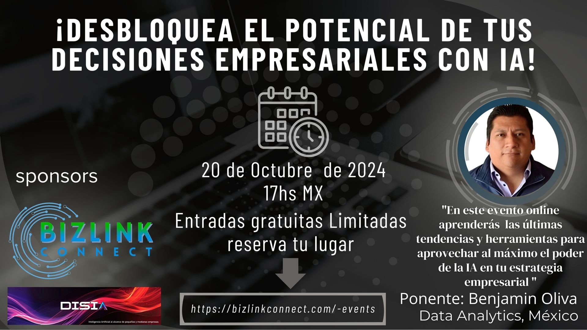 evento virtual empresarial con IA